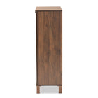 Baxton Studio Talon Modern and Contemporary Two-Tone Walnut Brown and Dark Grey Finished Wood 2-Door Shoe Storage Cabinet