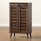 Baxton Studio Salma Modern and Contemporary Walnut Brown Finished Wood 2-Door Shoe Storage Cabinet