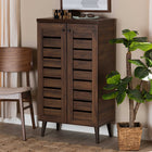 Baxton Studio Salma Modern and Contemporary Walnut Brown Finished Wood 2-Door Shoe Storage Cabinet