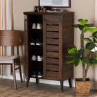 Baxton Studio Salma Modern and Contemporary Walnut Brown Finished Wood 2-Door Shoe Storage Cabinet