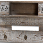 Baxton Studio Ferguson Vintage Rustic Whitewashed Grey Oak Finished Wood Wall Mounted Coat Rack with Shelves