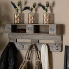 Baxton Studio Ferguson Vintage Rustic Whitewashed Grey Oak Finished Wood Wall Mounted Coat Rack with Shelves