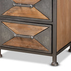 Baxton Studio Laurel Rustic Industrial Antique Grey Finished Metal and Whitewashed Oak Brown Finished Wood 5-Drawer Accent Storage Cabinet
