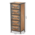 Baxton Studio Laurel Rustic Industrial Antique Grey Finished Metal and Whitewashed Oak Brown Finished Wood 5-Drawer Accent Storage Cabinet