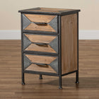 Baxton Studio Laurel Rustic Industrial Antique Grey Finished Metal and Whitewashed Oak Brown Finished Wood 3-Drawer End Table