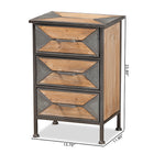 Baxton Studio Laurel Rustic Industrial Antique Grey Finished Metal and Whitewashed Oak Brown Finished Wood 3-Drawer End Table