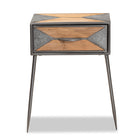 Baxton Studio Laurel Rustic Industrial Antique Grey Finished Metal and Whitewashed Oak Brown Finished Wood 1-Drawer End Table
