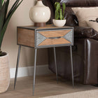 Baxton Studio Laurel Rustic Industrial Antique Grey Finished Metal and Whitewashed Oak Brown Finished Wood 1-Drawer End Table