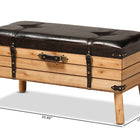 Baxton Studio Amena Rustic Transitional Dark Brown PU Leather Upholstered and Oak Finished Wood Large Storage Ottoman