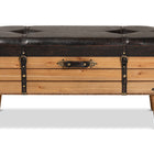 Baxton Studio Amena Rustic Transitional Dark Brown PU Leather Upholstered and Oak Finished Wood Large Storage Ottoman