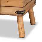 Baxton Studio Amena Rustic Transitional Dark Brown PU Leather Upholstered and Oak Finished Wood Large Storage Ottoman