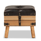 Baxton Studio Amena Rustic Transitional Dark Brown PU Leather Upholstered and Oak Finished Wood Small Storage Ottoman