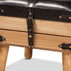 Baxton Studio Amena Rustic Transitional Dark Brown PU Leather Upholstered and Oak Finished Wood Small Storage Ottoman