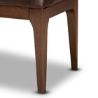 Baxton Studio Walsh Mid-Century Modern Dark Brown Leather-Effect Polyester Fabric Upholstered and Walnut Brown Finished Wood Dining Bench