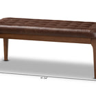 Baxton Studio Walsh Mid-Century Modern Dark Brown Leather-Effect Polyester Fabric Upholstered and Walnut Brown Finished Wood Dining Bench