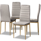 Baxton Studio Armand Modern Glam and Luxe Grey Velvet Fabric Upholstered and Gold Finished Metal 4-Piece Dining Chair Set