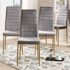 Baxton Studio Armand Modern Glam and Luxe Grey Velvet Fabric Upholstered and Gold Finished Metal 4-Piece Dining Chair Set