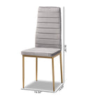 Baxton Studio Armand Modern Glam and Luxe Grey Velvet Fabric Upholstered and Gold Finished Metal 4-Piece Dining Chair Set