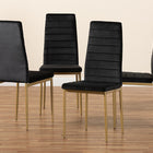 Baxton Studio Armand Modern Glam and Luxe Black Velvet Fabric Upholstered and Gold Finished Metal 4-Piece Dining Chair Set