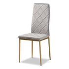 Baxton Studio Blaise Modern Luxe and Glam Grey Velvet Fabric Upholstered and Gold Finished Metal 4-Piece Dining Chair Set