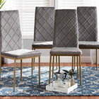 Baxton Studio Blaise Modern Luxe and Glam Grey Velvet Fabric Upholstered and Gold Finished Metal 4-Piece Dining Chair Set
