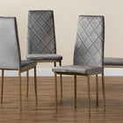 Baxton Studio Blaise Modern Luxe and Glam Grey Velvet Fabric Upholstered and Gold Finished Metal 4-Piece Dining Chair Set