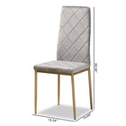 Baxton Studio Blaise Modern Luxe and Glam Grey Velvet Fabric Upholstered and Gold Finished Metal 4-Piece Dining Chair Set