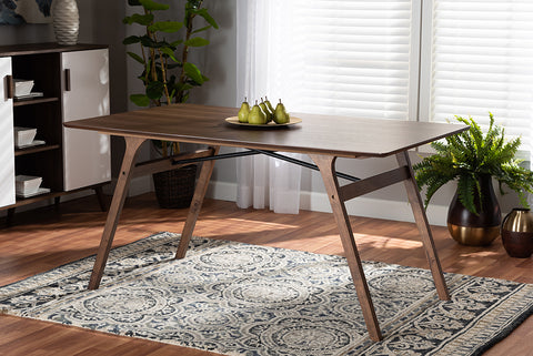 Baxton Studio Saxton Mid-Century Modern Transitional Walnut Brown Finished Wood Dining Table