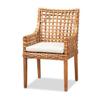 bali & pari Saoka Modern and Contemporary Natural Brown Finished Wood and Rattan Dining Chair