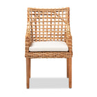 bali & pari Saoka Modern and Contemporary Natural Brown Finished Wood and Rattan Dining Chair
