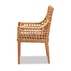 bali & pari Saoka Modern and Contemporary Natural Brown Finished Wood and Rattan Dining Chair