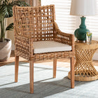bali & pari Saoka Modern and Contemporary Natural Brown Finished Wood and Rattan Dining Chair