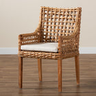 bali & pari Saoka Modern and Contemporary Natural Brown Finished Wood and Rattan Dining Chair
