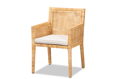bali & pari Karis Modern and Contemporary Natural Finished Wood and Rattan Dining Chair