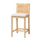 bali & pari Sofia Modern and Contemporary Natural Finished Wood and Rattan Counter Stool