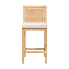 bali & pari Sofia Modern and Contemporary Natural Finished Wood and Rattan Counter Stool