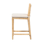 bali & pari Sofia Modern and Contemporary Natural Finished Wood and Rattan Counter Stool