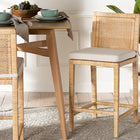 bali & pari Sofia Modern and Contemporary Natural Finished Wood and Rattan Counter Stool