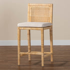 bali & pari Sofia Modern and Contemporary Natural Finished Wood and Rattan Counter Stool