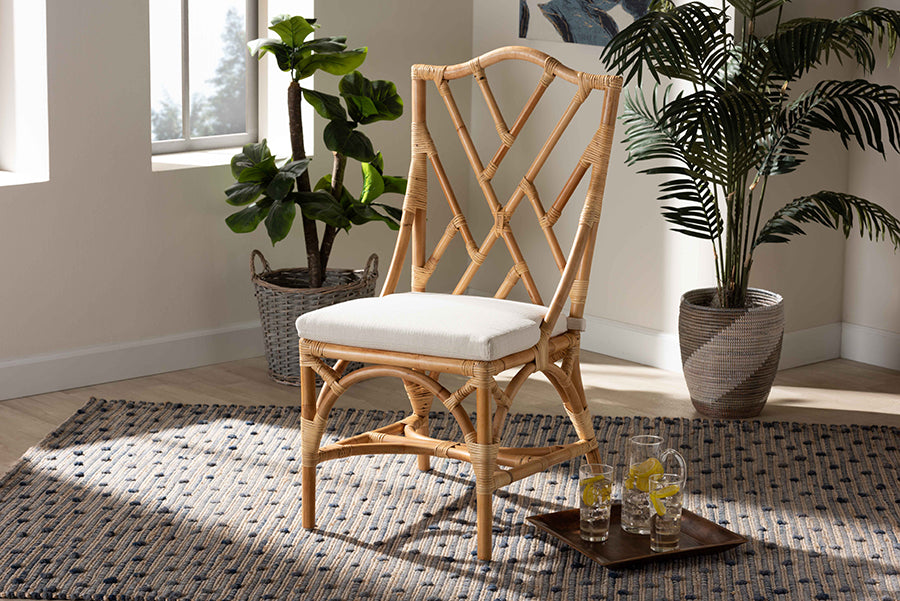 bali & pari Sonia Modern and Contemporary Natural Finished Rattan Dining Chair