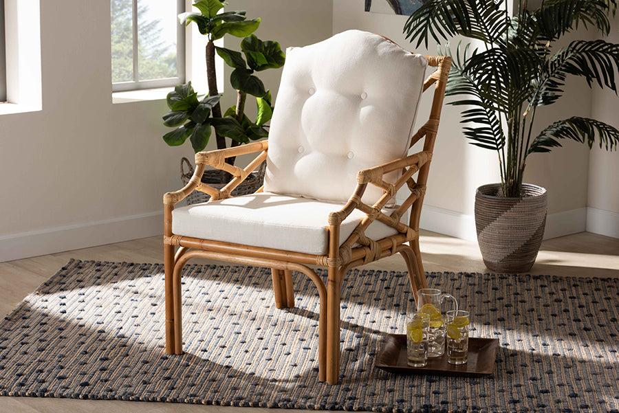 bali & pari Sonia Modern and Contemporary Natural Finished Rattan Armchair