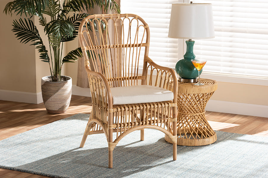 bali & pari Aya Modern and Contemporary Natural Finished Rattan Armchair