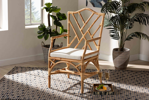 bali & pari Delta Modern and Contemporary Natural Finished Rattan Dining Chair
