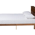 Baxton Studio Lochlan Mid-Century Modern Transitional Walnut Brown Finished Wood Full Size Platform Bed with Charging Station