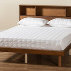 Baxton Studio Lochlan Mid-Century Modern Transitional Walnut Brown Finished Wood Full Size Platform Bed with Charging Station