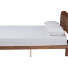 Baxton Studio Decker Mid-Century Modern Transitional Walnut Brown Finished Wood Full Size Platform Bed with Charging Station