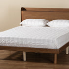 Baxton Studio Decker Mid-Century Modern Transitional Walnut Brown Finished Wood Queen Size Platform Bed with Charging Station