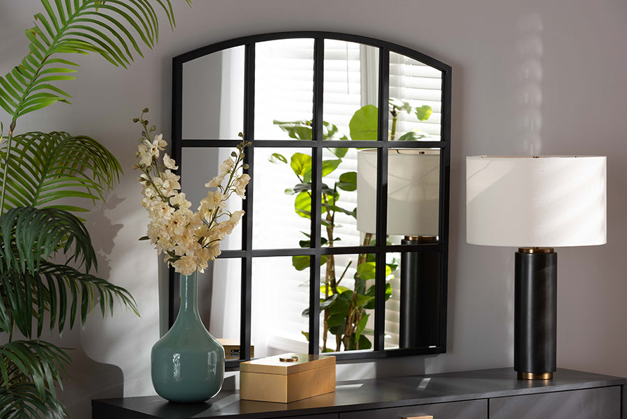 Baxton Studio Barrington Modern and Contemporary Black Finished Metal Accent Wall Mirror