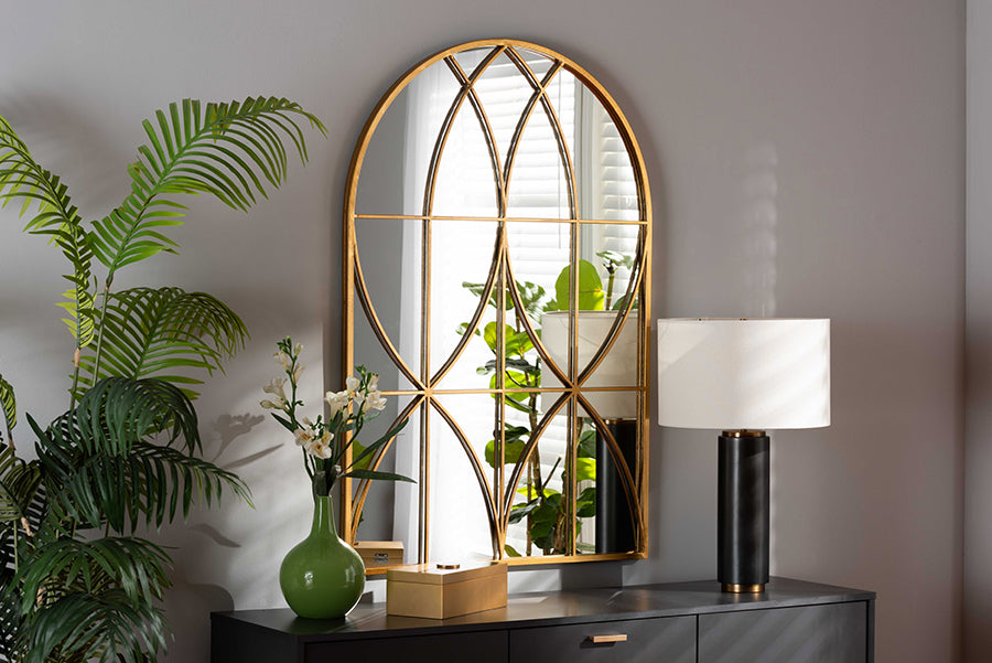 Baxton Studio Celerina Modern and Contemporary Gold Finished Metal Accent Wall Mirror