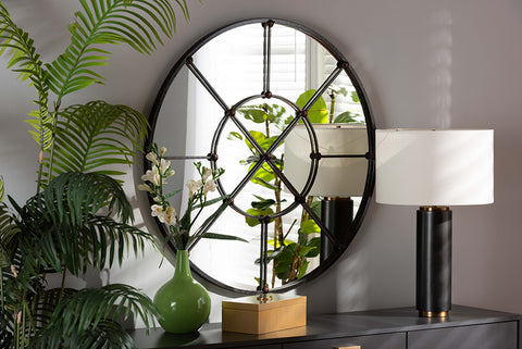 Baxton Studio Ohara Modern and Contemporary Black Finished Metal Accent Wall Mirror